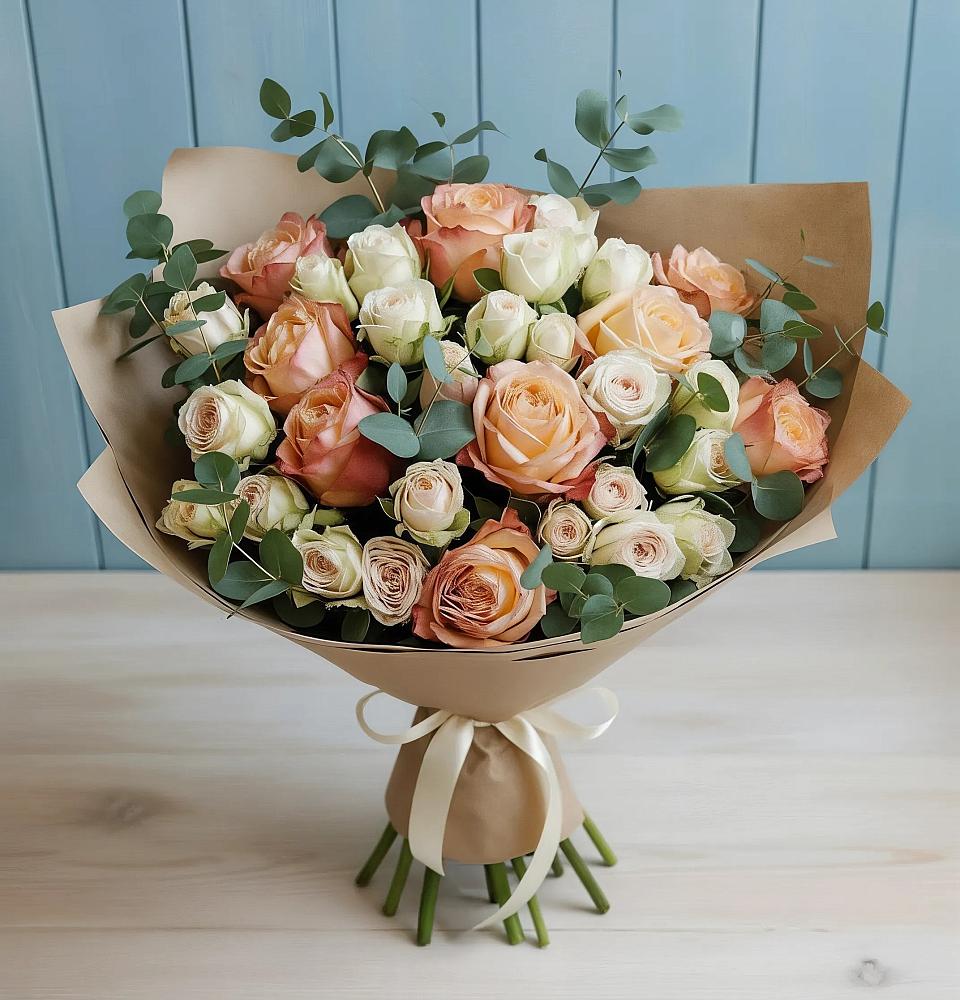 Букет цветов из: Альстромерии и Розы в Новокумском