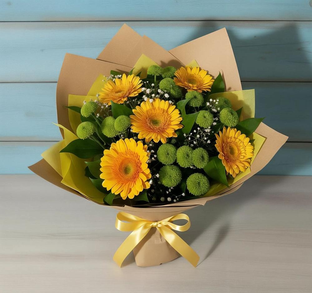 Букет цветов из: Герберы и Хризантемы в Новокумском