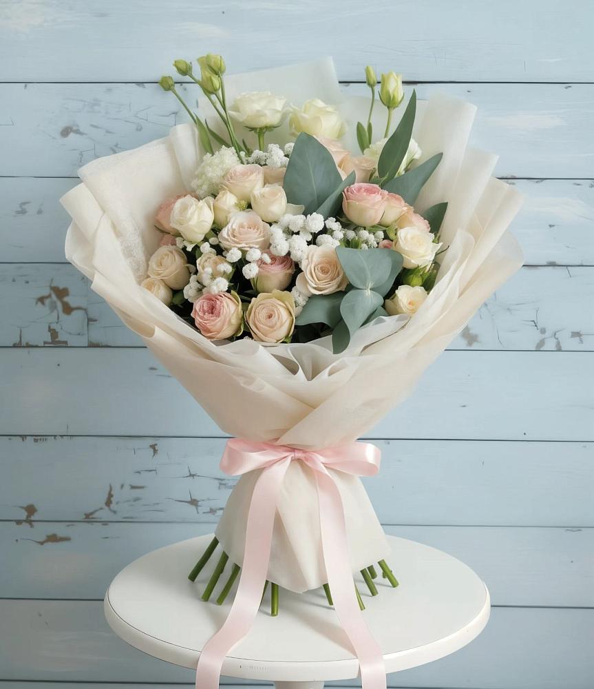 Букет цветов из: Розы и Лизиантусы в Новокумском